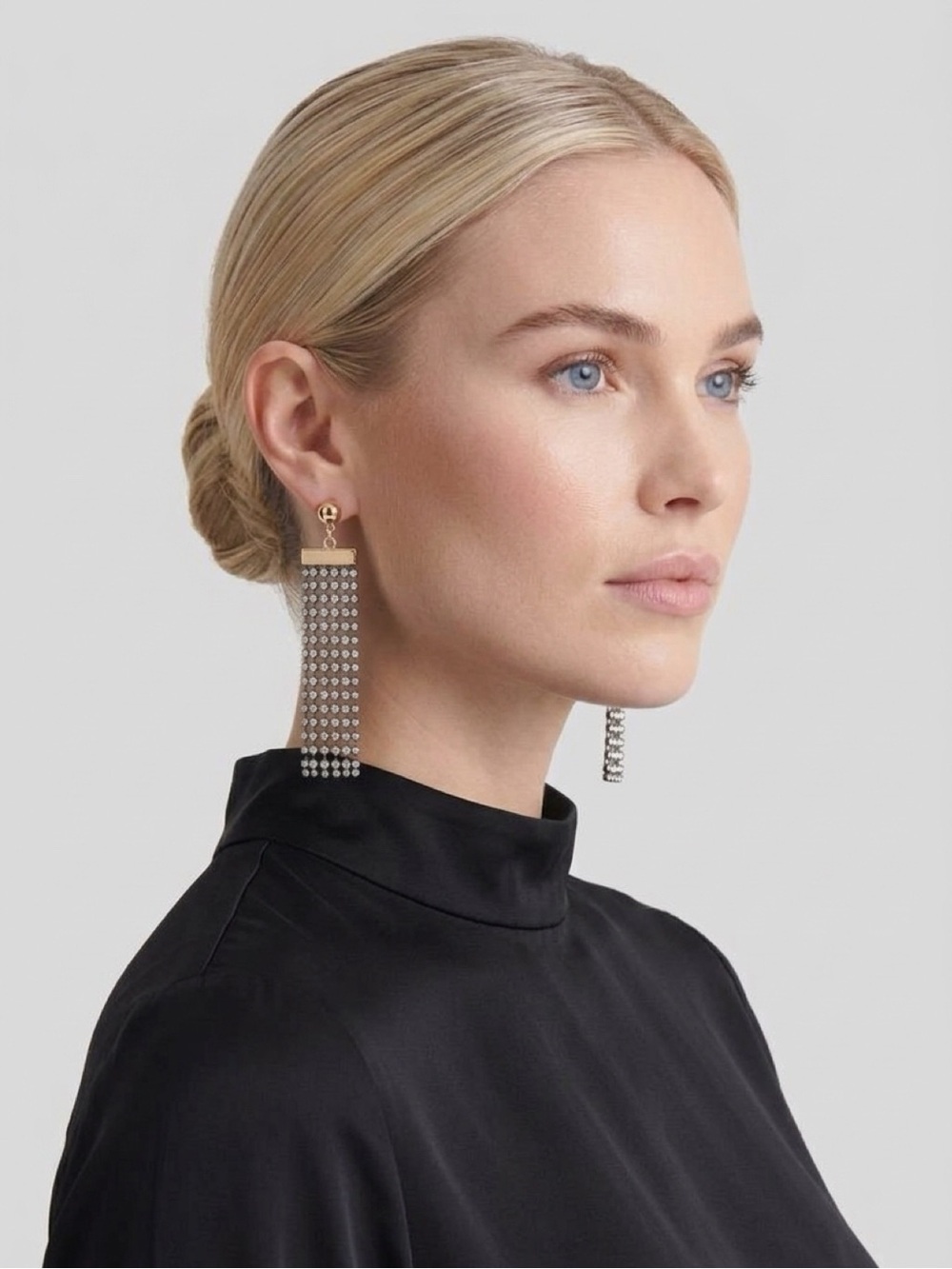 Gold-Tone Crystal Fringe Drop Earrings - Elegant Evening Statement